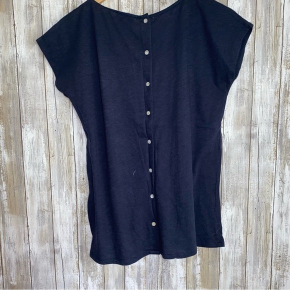 Lucky Brand Navy Embroidered Button Back Blouse - Picture 3 of 5